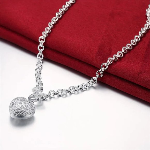 18 Inch Heart W/ Key & Toggle Closure Necklace .925 Sterling Silver Stamped - Picture 6 of 6